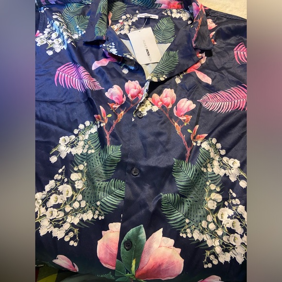 NWT! Fashion Nova Sway All night short sleeve woven button down pink/blue XXL - Picture 5 of 10